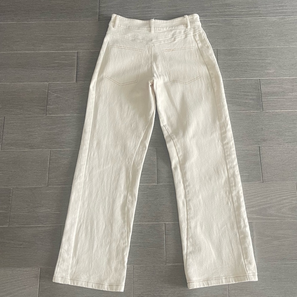 I.AM.GIA. Straight Leg Jeans Size S Off White Cream Ecru Faux Back Pockets - Picture 4 of 16
